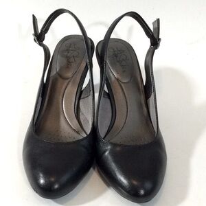 Black Kitten Heel Sling Backs